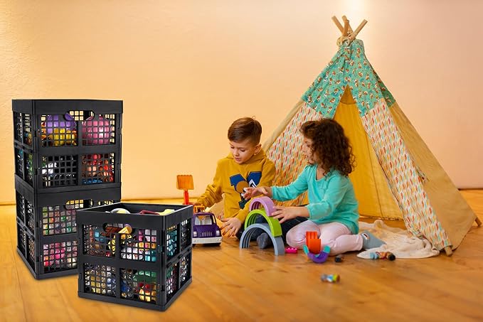 3-Pack Collapsible Plastic Storage Crates, Foldable Crates - Image 8