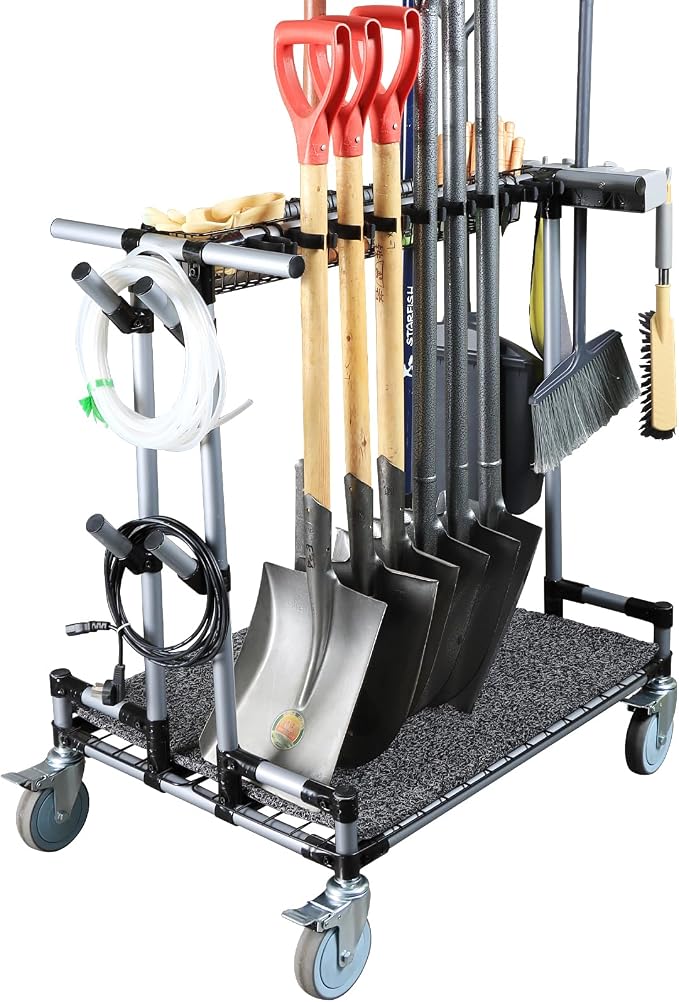 Heavy-Duty Garden Tool Organizer Cart Ideal by QTJH