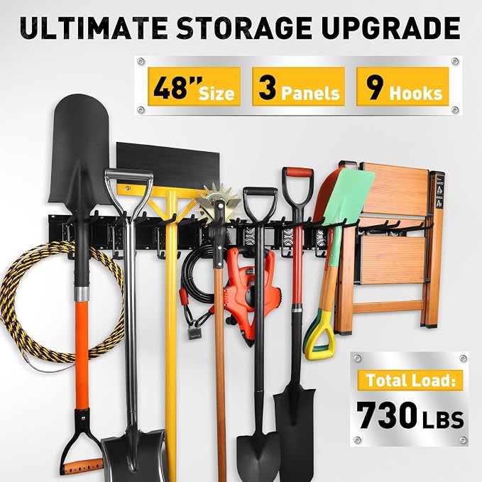 ELEAD 9-Pairs Heavy Duty Garage Tool Organizer Wall Mount Hooks, 48 Inches 730 - Image 6
