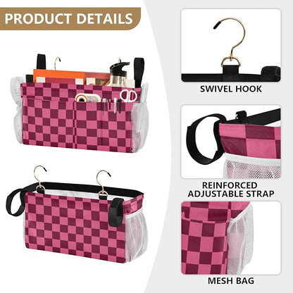 Checkered Hot Pink Bedside Caddy - Image 5