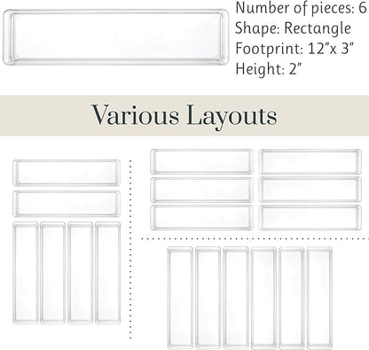 STORi SimpleSort 6-Piece Stackable Clear Drawer Organizer Set | 12" x 3" x 2" - Image 5