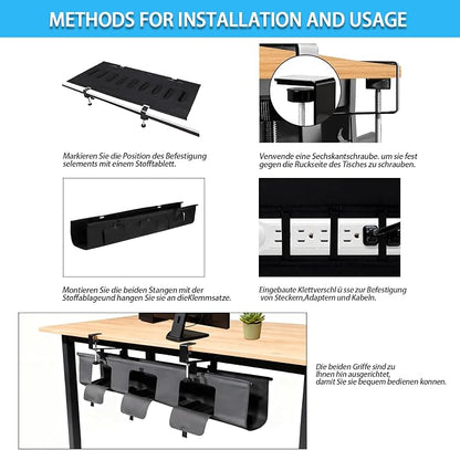 Under Desk Cable Management Tray, Fabric Tray - Image 7