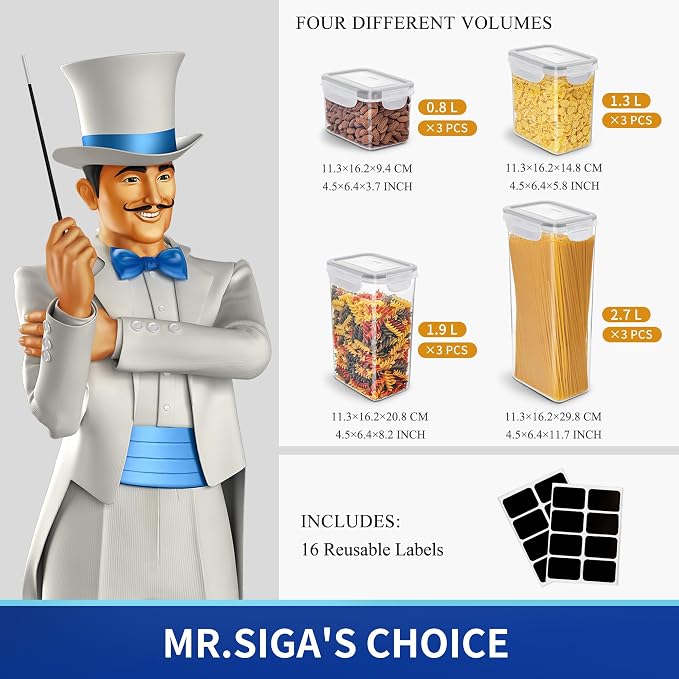 MR.SIGA 12 Pack Airtight Food Storage Container Set, BPA Free Kitchen Pantry - Image 3