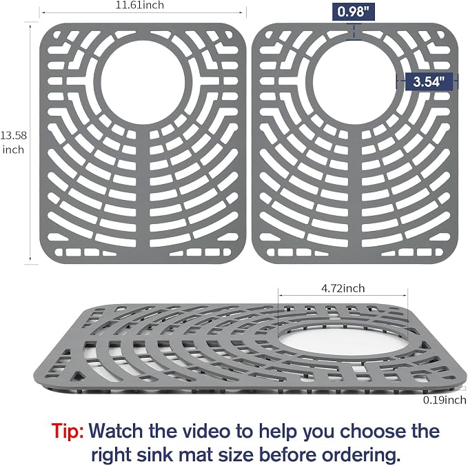 2PCS Silicone Sink Protector 12"x14" Rear Drain Hole, Heat Resistant Non-slip - Image 2