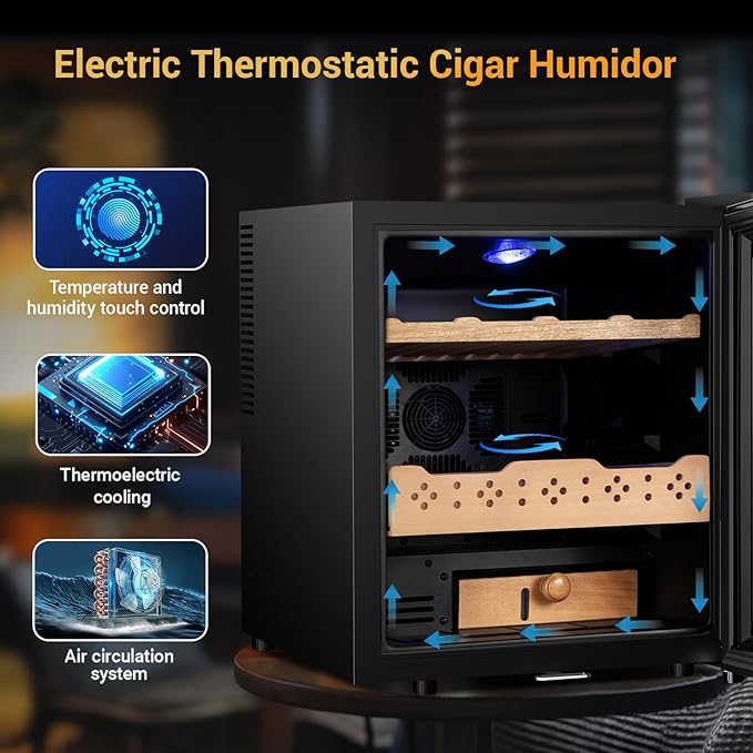 Electric Humidor for Cigars, 50L 300 Counts Large Capacity, Thermostatic - Image 3