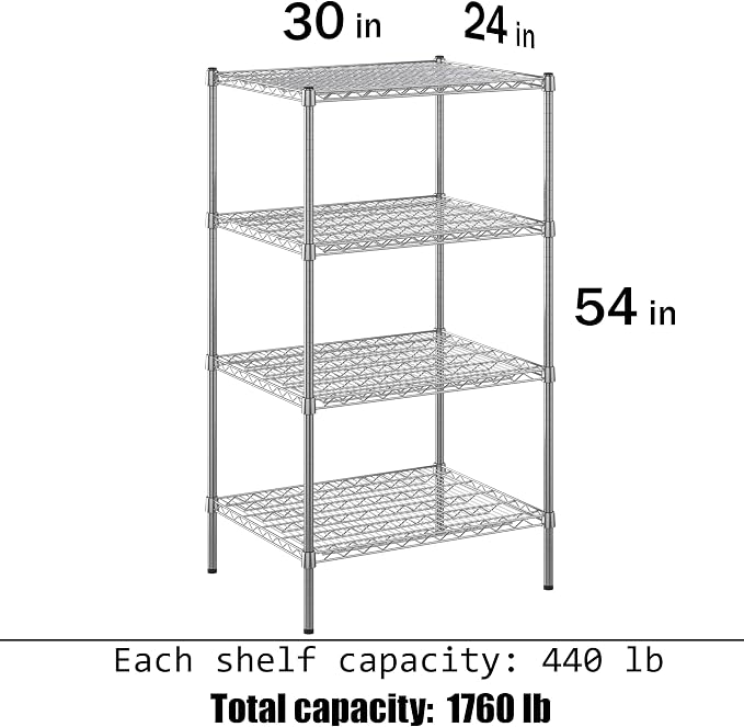 24" Deep x 30" Wide x 54" Height Wire Shelving Kit | 4-Tier | NSF Commercial - Image 3
