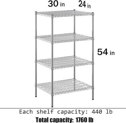24" Deep x 30" Wide x 54" Height Wire Shelving Kit | 4-Tier | NSF Commercial - Image 3