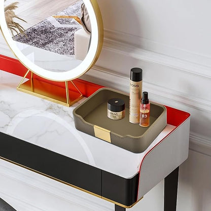 Luxury Leather Valet Tray Desktop Storage Organizer, Bedside Vanity Catchall - Image 3