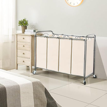 STO STO Laundry Sorter 4 Section, 4 Bag Laundry Hamper, Rolling Laundry Cart - Image 2