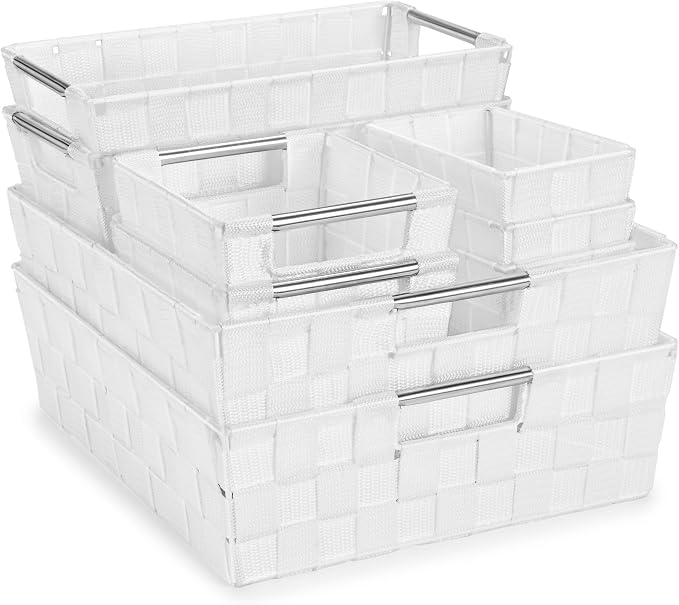 Sorbus Set of 9 Woven Storage Baskets – Mesh Hand-Woven Baskets by Sorbus