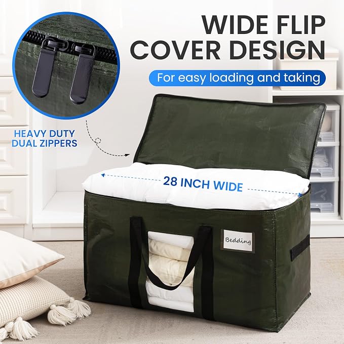TAILI 12 Pack Green Extra Large Storage Bags, Heavy Duty Totes - Image 5