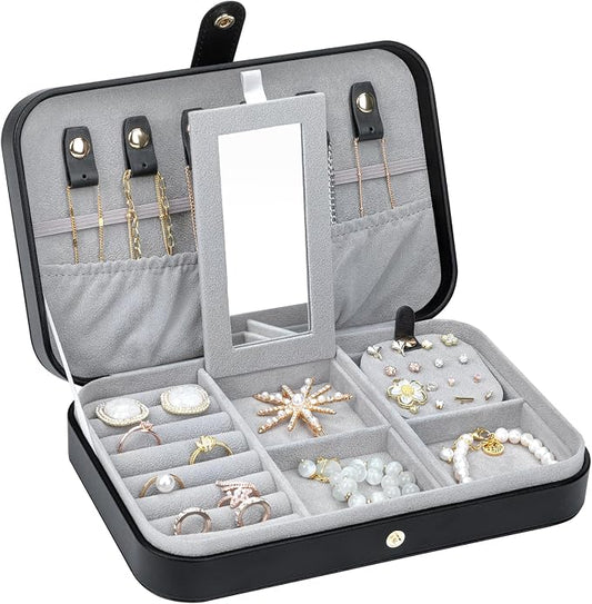 Travel Jewelry Organizer with Mirror Portable Case Small Jewellery Box Gift by V-LafuyJewelryBox