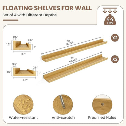 Fun Memories Picture Ledge Shelf, Floating Shelves Set of 4, 36 Inch Picture - Image 3