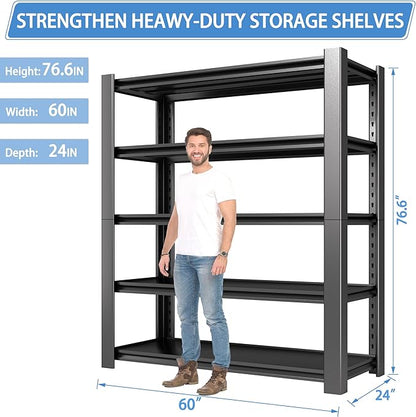 5-Tier Garage Shelving Heavy Duty, 3000 LBS Capacity Metal Storage Rack 24" D x - Image 2