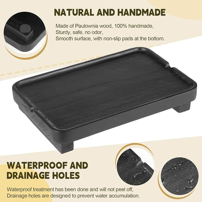 Wood Riser Small Decorative Tray Sink Soap Dish, Vanity Tray Pedestal Stand 9 x - Image 5