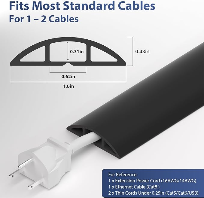 ZhiYo 5.6ft Cord Covers for Wires on Floor, Cord Hider Floor Hide Extension - Image 3