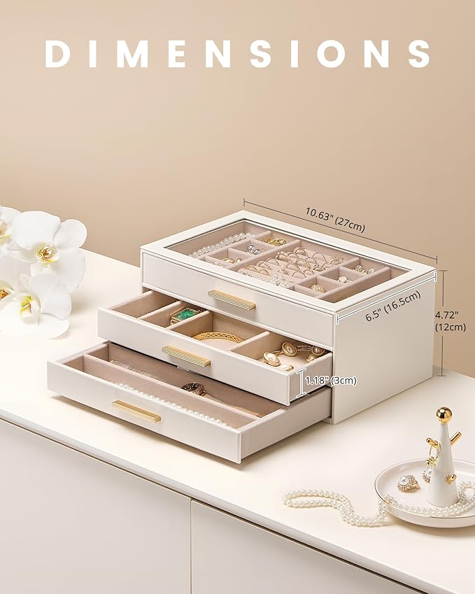 Lolalet Jewelry Box Organizer, 3-Layer Jewelry Organizers and Storage Case - Image 4
