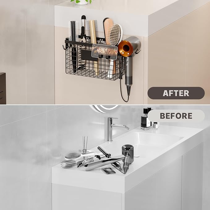 2 Pack Hair Tool Organizer, Adhesive Hair Dryer Holder Cabinet Door/Wall - Image 7