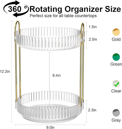 GTI 360°Rotating Makeup Organizer, 2 Tier Bathroom Counter Organizer, Large - Image 2