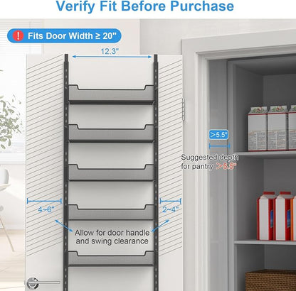 12.3" W Narrow Over the Door Pantry Organizer, 8-Tier Over the Door Organizer - Image 5