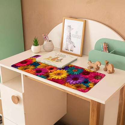 Colorful Floral Mouse Pad – Large Extended Desk Mat 31.5 x 11.8 in– Bright - Image 3