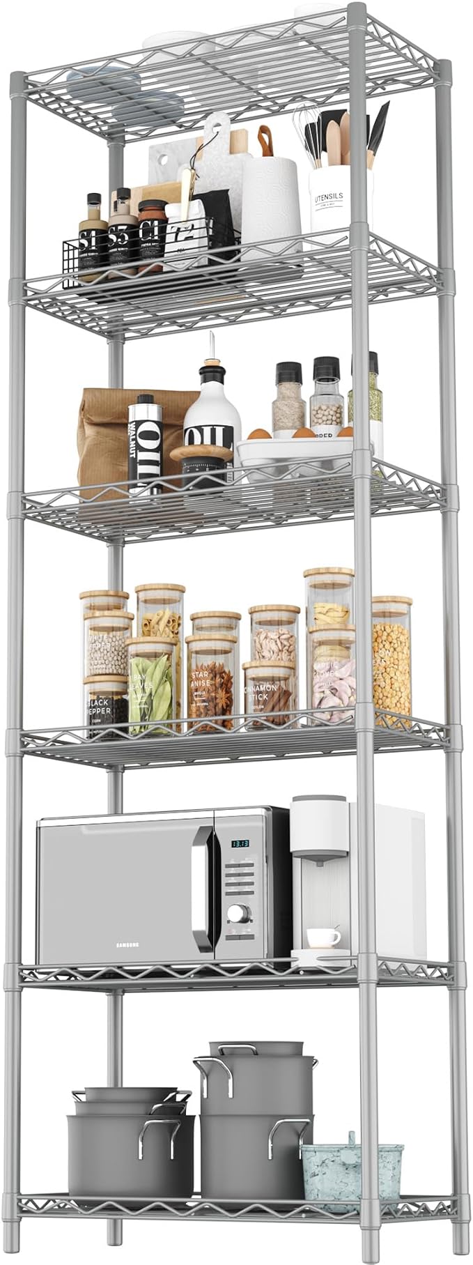 HOMEFORT 6-Tier Wire Shelving, 6 Shelves Unit Metal Storage Rack, Closet Shelves by HOMEFORT
