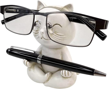 Top Brass Yoga Cat Eyeglasses & Pen Holder – Whimsical Reading Glasses by TopBrass