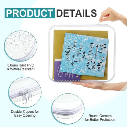 Hoolerry 4 Pcs Hard Clear Zipper Case Makeup Bags Plastic Pencil Pouch - Image 3