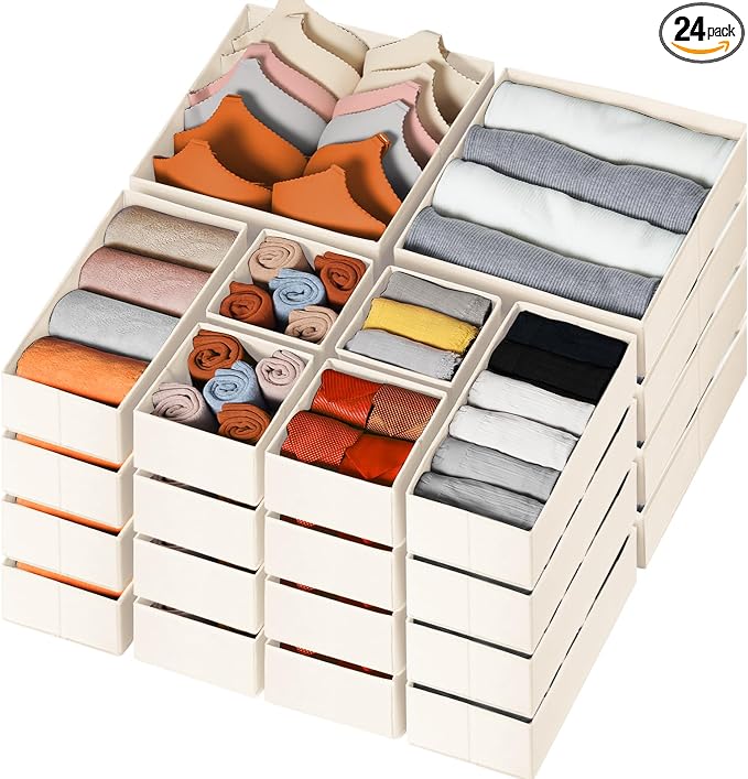 Criusia Drawer Organizer Clothes, 24 Pack Dresser Organizer Bins by Criusia