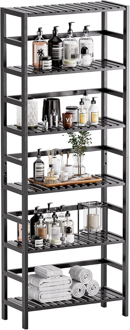 HITNET Bamboo Bookshelf, 6-Tier Tall Open Bookcase by HITNET