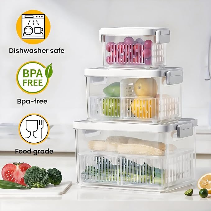 vacane Dishwasher Safe Berry Keeper, Produce Saver, BPA-Free Lettuce Keeper - Image 2
