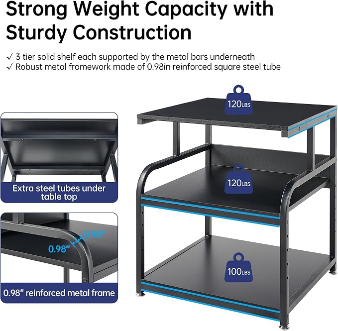 25.6" x 23.6" Extra Large Printer Stand Table - Image 3