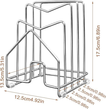 2 Pack Pot Lid Organizer Cutting Board Holder Inside Cabinet 304 Stainless - Image 2