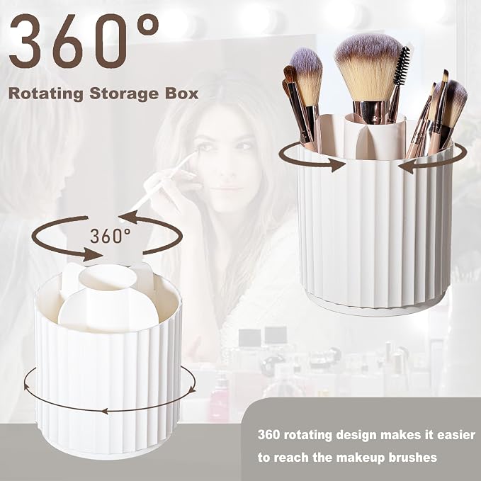 Anyoifax Makeup Brush Holder Organizer 360°Rotating Make Up Brushes Container - Image 4