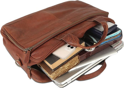 KomalC 16 Inch Leather briefcases Laptop Messenger Bags - Image 4
