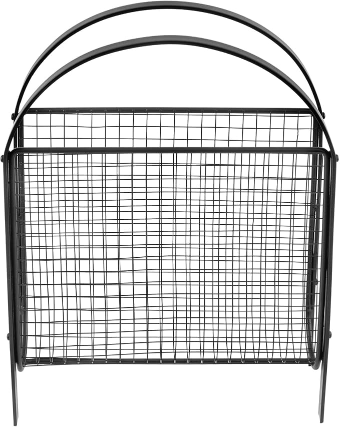 MyGift Mid-Century Design Magazine Rack, Matte Black Tone Metal Mesh - Image 6