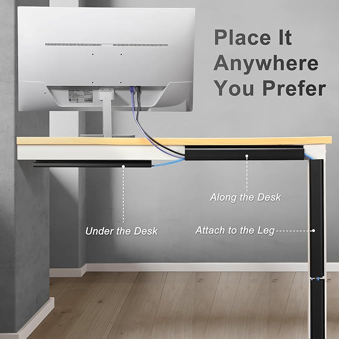 ZhiYo Cable Management Under Desk J Channel, 63in Cable Raceway, Self-Adhesive - Image 2