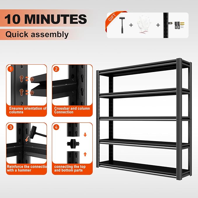 72" H Garage Shelving, Heavy Duty Storage Shelves, 3000LBS Garage Shelving - Image 7