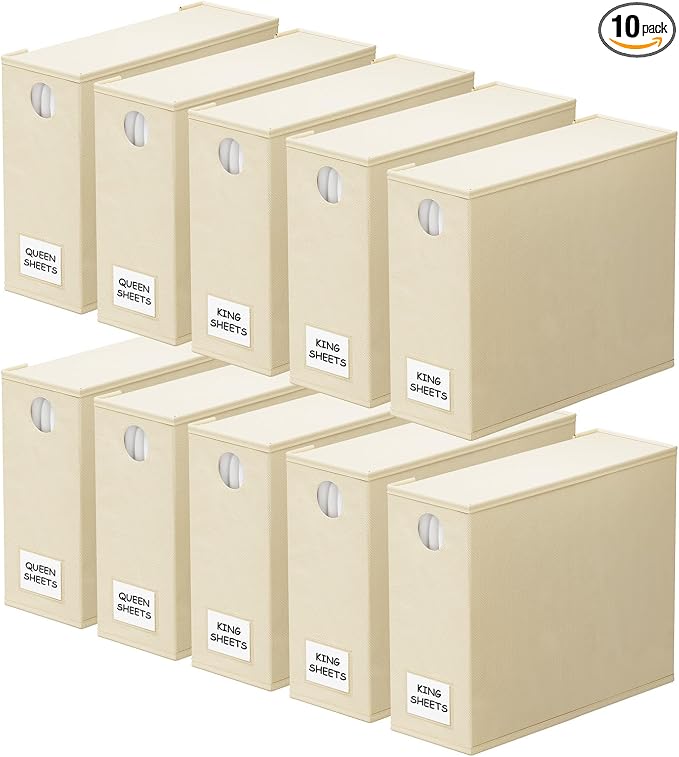 SpaceAid 10 Pack Bed Sheet Organizers and Storage, Foldable Sheet Organizer by SpaceAid