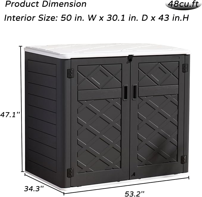 Resin Outdoor Storage Shed, 38 cu.ft Outdoor Storage Box Waterproof - Image 4