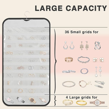 Hanging Jewelry Organizer Storage, 40 Pockets 36 Hooks Necklace Earring - Image 6