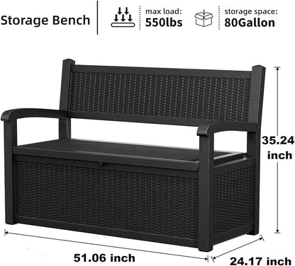 EasyUp 80 Gallon Outdoor Storage Bench Lockable Deck Box Outdoor Storage Box - Image 6