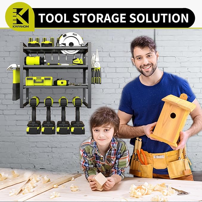 KAFAHOM Power Tool Organizer, 4 Layer Drill Holders Wall Mount, Heavy Duty - Image 3