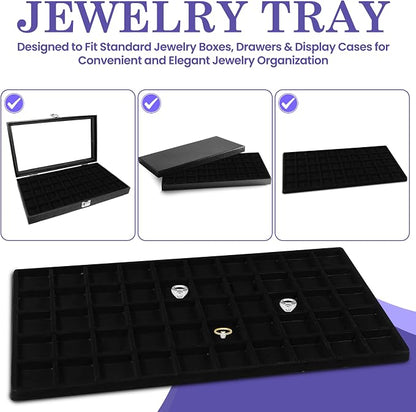 Novel Box 5 Pack 50-Slot Black Liner Jewelry Storage Tray Inserts 14.75x8.25x1 - Image 8