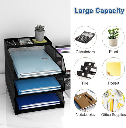 Natwind 3-Tier Desk Organizer, Desk Accessories, Stackable Paper Tray, Metal - Image 7