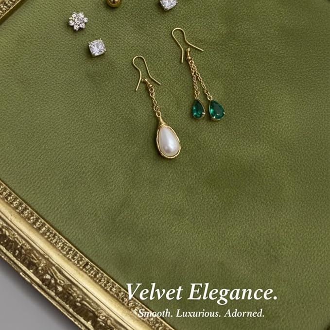 Green Velvet Jewelry Holder Organizer & Necklace Display Stand, 10 * 6.7inches - Image 5