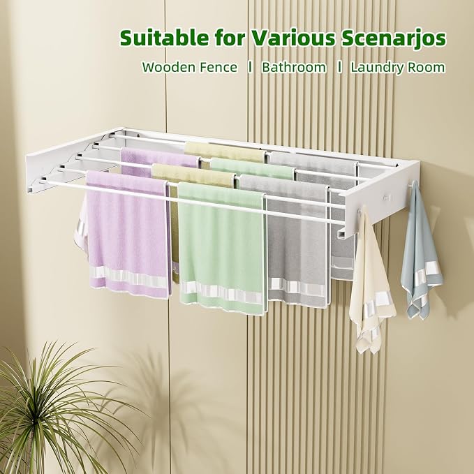 Wall Mounted Drying Rack for Laundry 31.5'', Folding Clothes Drying Rack Wall - Image 5