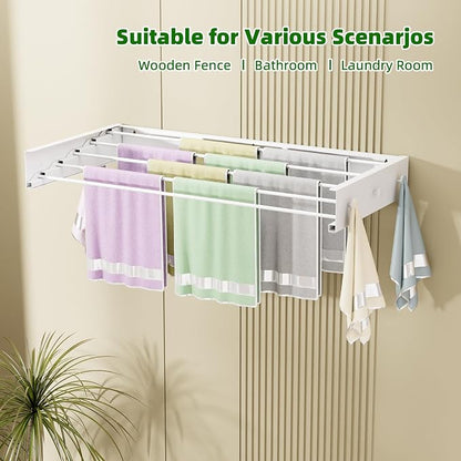 Wall Mounted Drying Rack for Laundry 40'', Folding Drying Rack Clothing Wall - Image 5