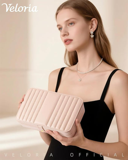 VELORIA Jewelry Box, Premium PU Leather Travel Jewelry Organizer & Storage - Image 2