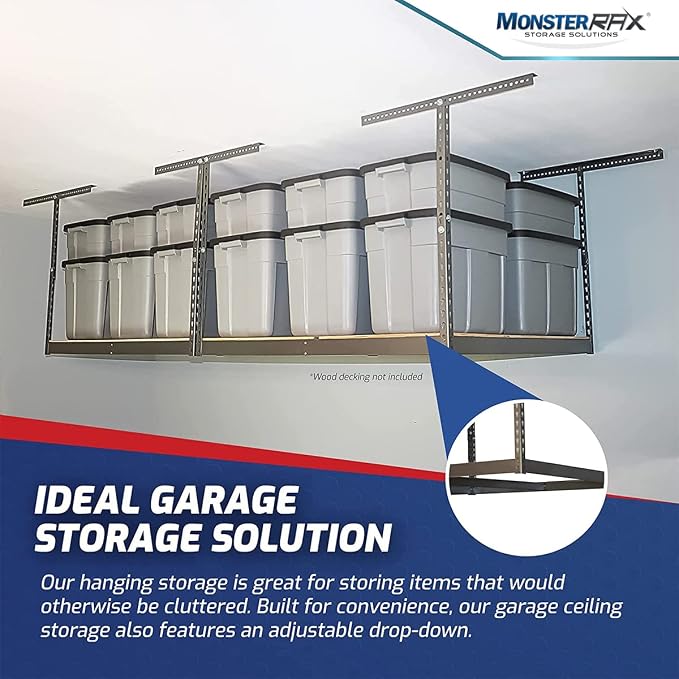 MonsterRax 4x8 Overhead Storage Rack Frame Kit - Image 4